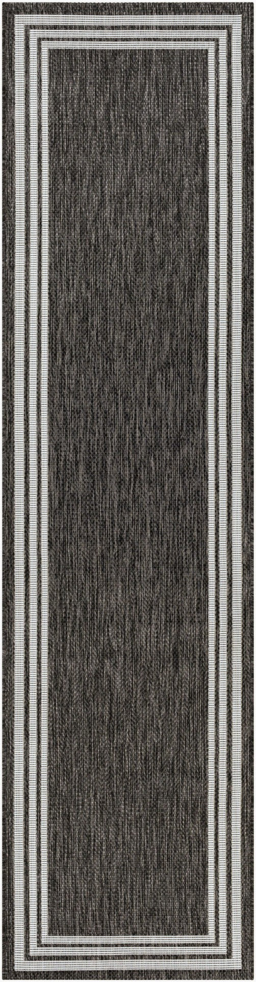 Livabliss Eagean Flatweave Polypropylene Area Rug Turkish Traditional Pattern for High Traffic Rooms Charcoal, Cream 2'7" x 12' EAG2365-2712