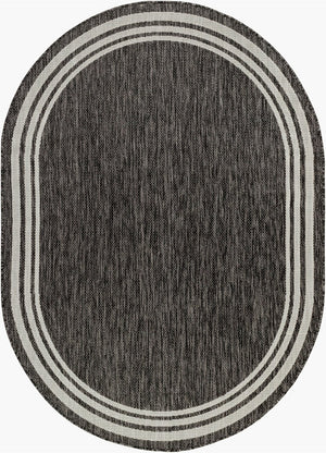 Livabliss Eagean Flatweave Polypropylene Area Rug Turkish Traditional Pattern for High Traffic Rooms Charcoal, Cream 6'7" x 9' Oval EAG2365-679OV