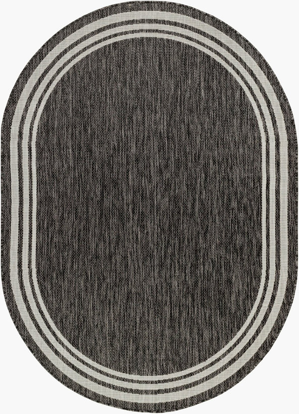 Livabliss Eagean Flatweave Polypropylene Area Rug Turkish Traditional Pattern for High Traffic Rooms Charcoal, Cream 6'7" x 9' Oval EAG2365-679OV