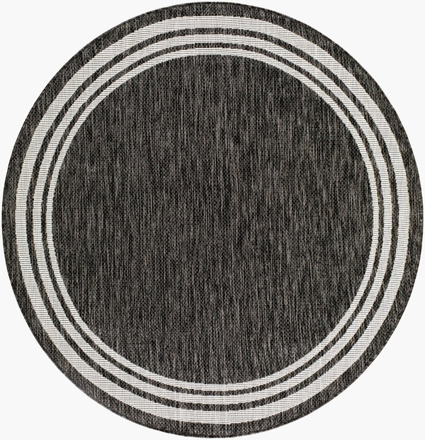 Livabliss Eagean Flatweave Polypropylene Area Rug Turkish Traditional Pattern for High Traffic Rooms Charcoal, Cream 5'3" x 5'3" EAG2365-53RD