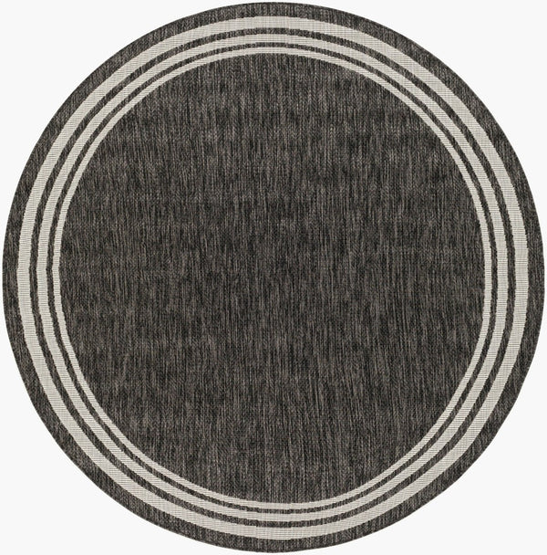Livabliss Eagean Flatweave Polypropylene Area Rug Turkish Traditional Pattern for High Traffic Rooms Charcoal, Cream 6'7" x 6'7" Round EAG2365-67RD