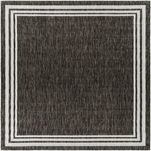 Livabliss Eagean Flatweave Polypropylene Area Rug Turkish Traditional Pattern for High Traffic Rooms Charcoal, Cream 6'7" x 6'7" Square EAG2365-67SQ