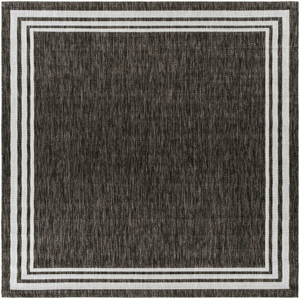 Livabliss Eagean Flatweave Polypropylene Area Rug Turkish Traditional Pattern for High Traffic Rooms Charcoal, Cream 6'7" x 6'7" Square EAG2365-67SQ