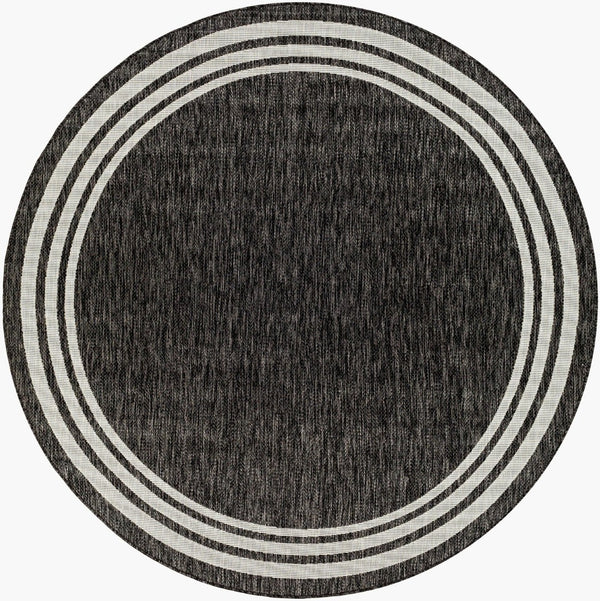 Livabliss Eagean Flatweave Polypropylene Area Rug Turkish Traditional Pattern for High Traffic Rooms Charcoal, Cream 7'10" x 7'10" Round EAG2365-710RD