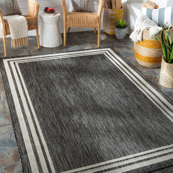 Livabliss Eagean Flatweave Polypropylene Area Rug Turkish Traditional Pattern for High Traffic Rooms Charcoal, Cream 8'10" x 12' EAG2365-81012
