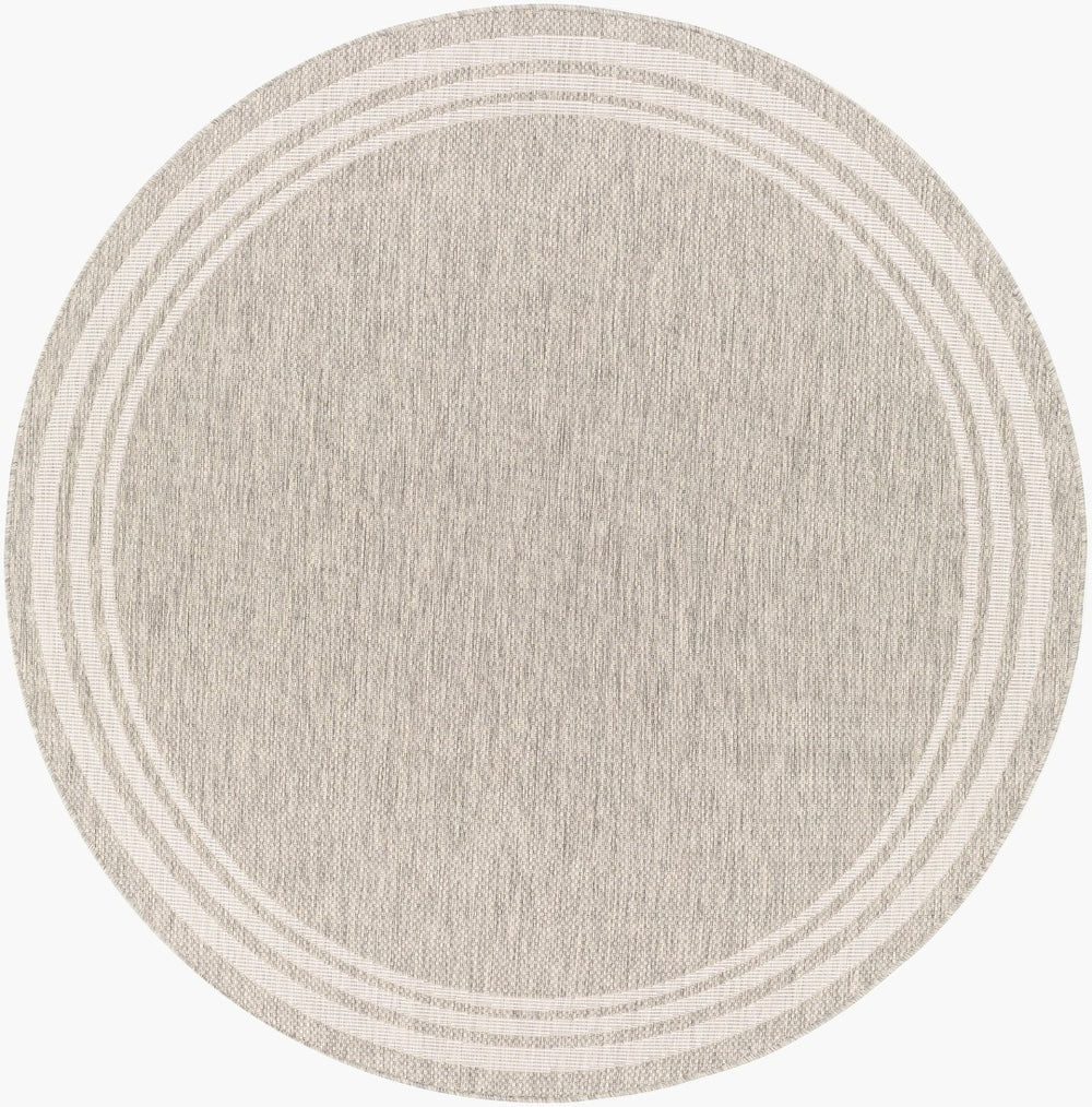 Livabliss Eagean Flatweave Polypropylene Area Rug Turkish Geometric Pattern for Living Dining Rooms Oatmeal, Gray 6'7" x 6'7" Round EAG2366-67RD