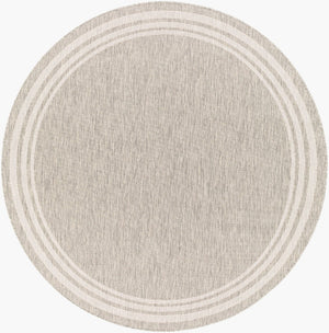 Livabliss Eagean Flatweave Polypropylene Area Rug Turkish Geometric Pattern for Living Dining Rooms Oatmeal, Gray 6'7" x 6'7" Round EAG2366-67RD