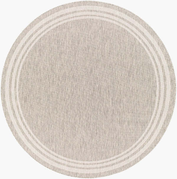 Livabliss Eagean Flatweave Polypropylene Area Rug Turkish Geometric Pattern for Living Dining Rooms Oatmeal, Gray 6'7" x 6'7" Round EAG2366-67RD
