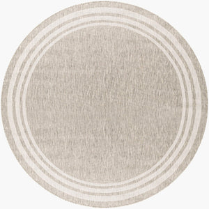 Livabliss Eagean Flatweave Polypropylene Area Rug Turkish Geometric Pattern for Living Dining Rooms Oatmeal, Gray 7'10" x 7'10" Round EAG2366-710RD