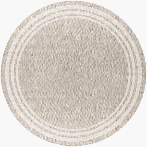 Livabliss Eagean Flatweave Polypropylene Area Rug Turkish Geometric Pattern for Living Dining Rooms Oatmeal, Gray 7'10" x 7'10" Round EAG2366-710RD