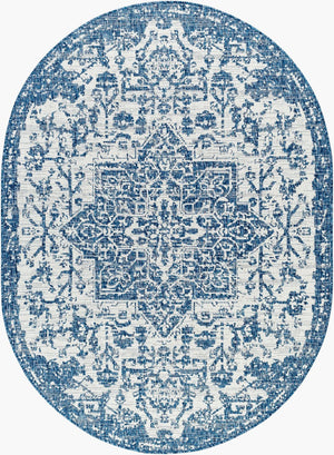 Livabliss Eagean Flatweave Polypropylene Rug Traditional Pattern for Patio and Entryway Use Dark Blue, Deni 2' x 2'11" EAG2377-2211