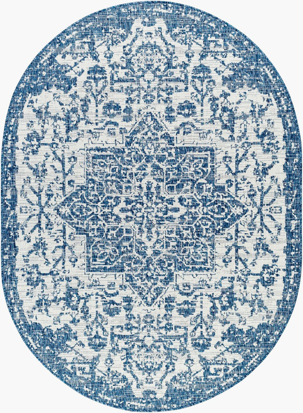 Livabliss Eagean Flatweave Polypropylene Rug Traditional Pattern for Patio and Entryway Use Dark Blue, Deni 2' x 2'11" EAG2377-2211