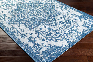 Livabliss Eagean Flatweave Polypropylene Rug Traditional Pattern for Patio and Entryway Use Dark Blue, Deni 6'7" x 6'7" Square EAG2377-67SQ