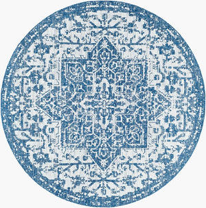 Livabliss Eagean Flatweave Polypropylene Rug Traditional Pattern for Patio and Entryway Use Dark Blue, Deni 7'10" x 7'10" EAG2377-710RD