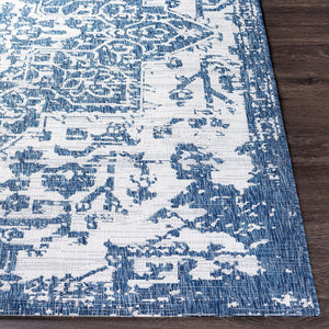 Livabliss Eagean Flatweave Polypropylene Rug Traditional Pattern for Patio and Entryway Use Dark Blue, Deni 6'7" x 6'7" Square EAG2377-67SQ