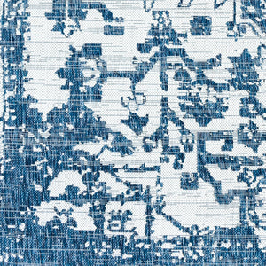 Livabliss Eagean Flatweave Polypropylene Rug Traditional Pattern for Patio and Entryway Use Dark Blue, Deni 6'7" x 6'7" Square EAG2377-67SQ