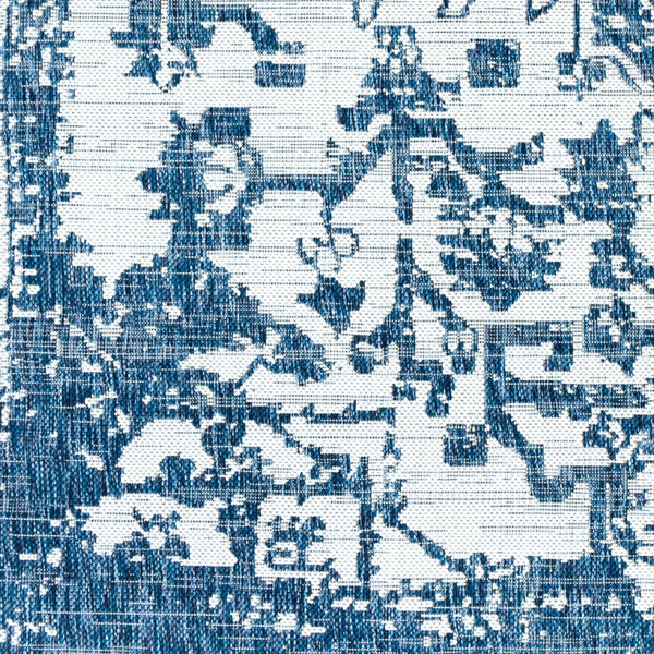Livabliss Eagean Flatweave Polypropylene Rug Traditional Pattern for Patio and Entryway Use Dark Blue, Deni 6'7" x 6'7" Square EAG2377-67SQ