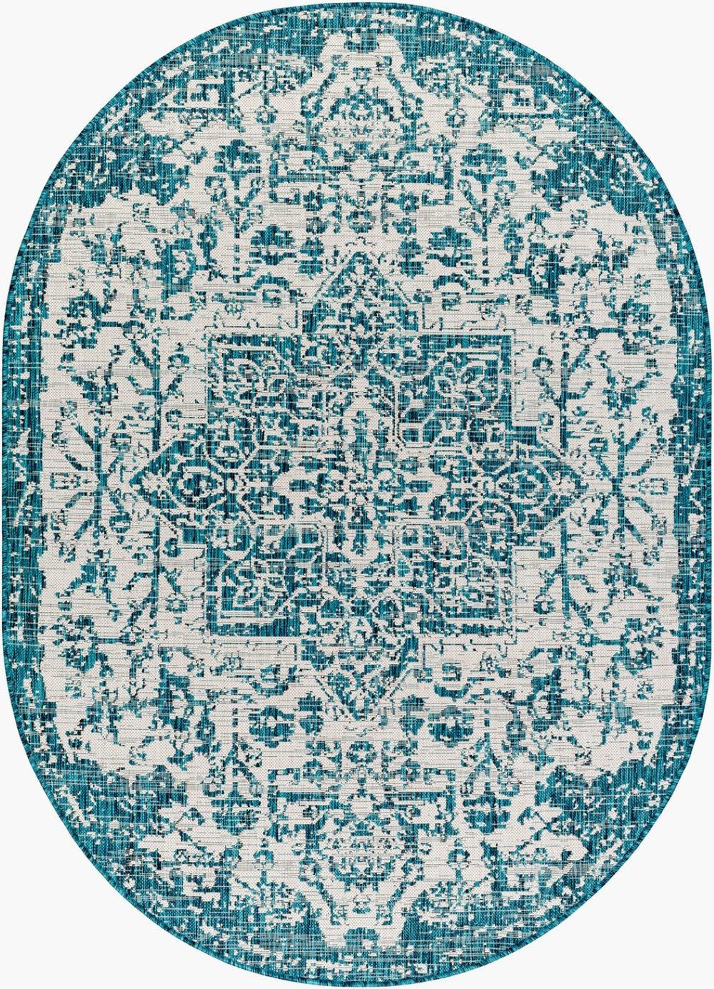 Livabliss Eagean Flatweave Polypropylene Accent Rug Traditional Pattern for Entryways and Small Spaces Teal, Black 8'10" x 12' EAG2378-81012