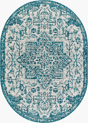 Livabliss Eagean Flatweave Polypropylene Accent Rug Traditional Pattern for Entryways and Small Spaces Teal, Black 8'10" x 12' EAG2378-81012