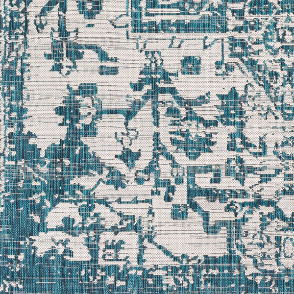 Livabliss Eagean Flatweave Polypropylene Accent Rug Traditional Pattern for Entryways and Small Spaces Teal, Black 8'10" x 12' EAG2378-81012