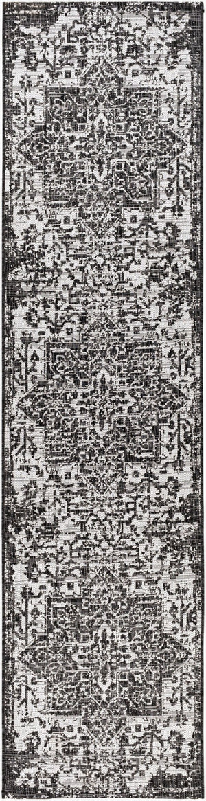 Livabliss Eagean Geometric Flatweave Polypropylene Runner Rug for Entryways and Outdoor Patios Black, Charcoal 2'7" x 10' EAG2379-2710