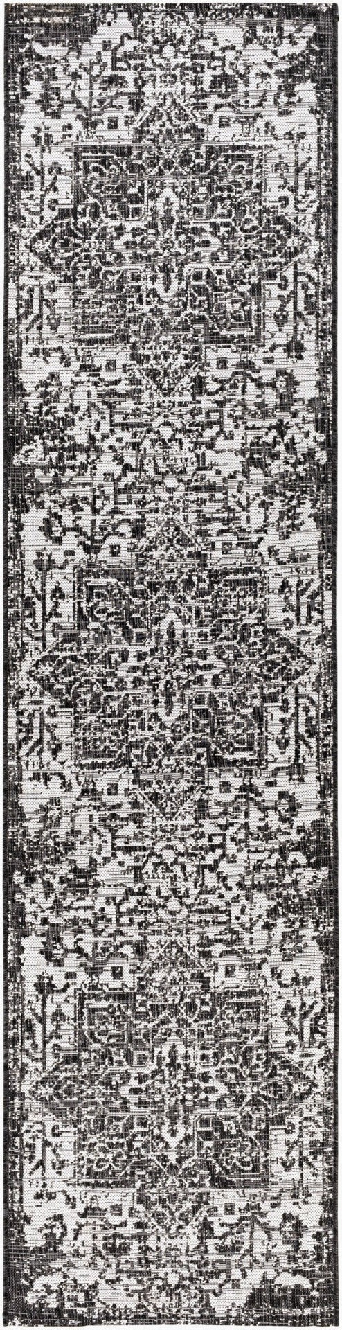 Livabliss Eagean Geometric Flatweave Polypropylene Runner Rug for Entryways and Outdoor Patios Black, Charcoal 2'7" x 10' EAG2379-2710