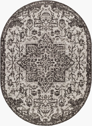 Livabliss Eagean Geometric Flatweave Polypropylene Runner Rug for Entryways and Outdoor Patios Black, Charcoal 6'7" x 9' EAG2379-679OV
