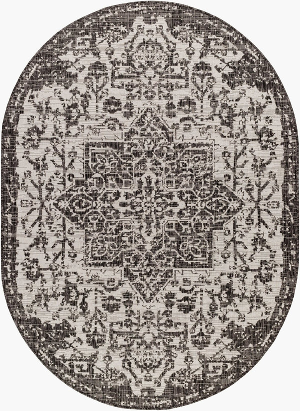 Livabliss Eagean Geometric Flatweave Polypropylene Runner Rug for Entryways and Outdoor Patios Black, Charcoal 6'7" x 9' EAG2379-679OV