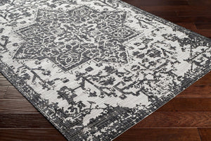 Livabliss Eagean Geometric Flatweave Polypropylene Runner Rug for Entryways and Outdoor Patios Black, Charcoal 6'7" x 6'7" EAG2379-67SQ
