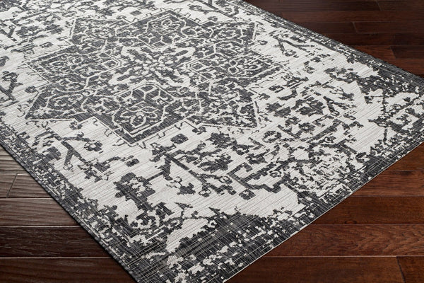 Livabliss Eagean Geometric Flatweave Polypropylene Runner Rug for Entryways and Outdoor Patios Black, Charcoal 6'7" x 6'7" EAG2379-67SQ