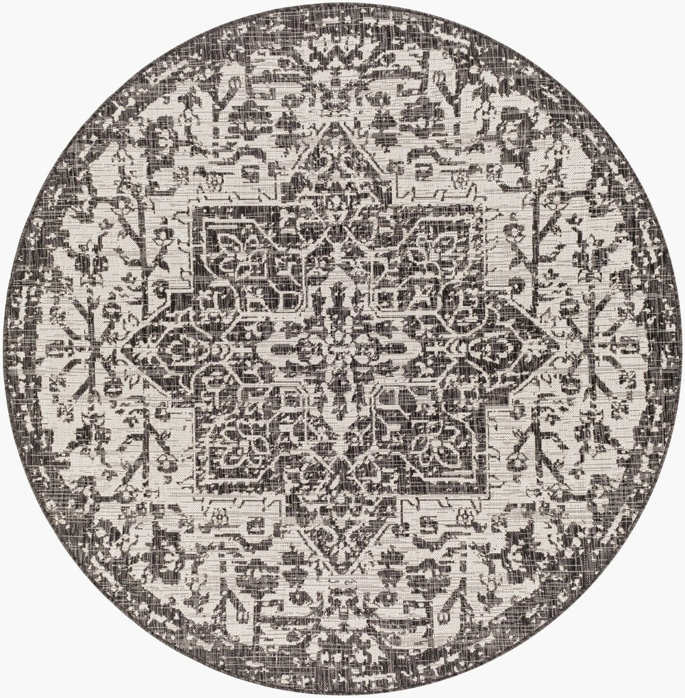 Livabliss Eagean Geometric Flatweave Polypropylene Runner Rug for Entryways and Outdoor Patios Black, Charcoal 5'3" x 5'3" EAG2379-53RD