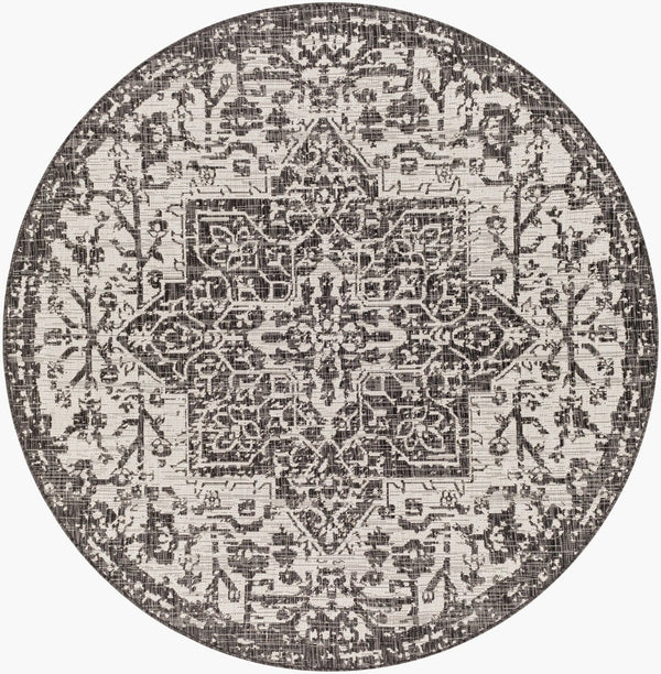 Livabliss Eagean Geometric Flatweave Polypropylene Runner Rug for Entryways and Outdoor Patios Black, Charcoal 5'3" x 5'3" EAG2379-53RD