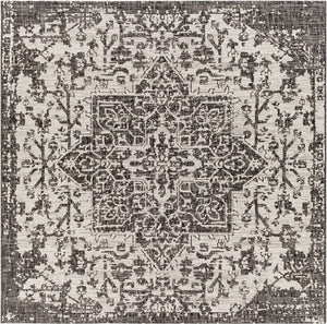 Livabliss Eagean Geometric Flatweave Polypropylene Runner Rug for Entryways and Outdoor Patios Black, Charcoal 6'7" x 6'7" EAG2379-67SQ
