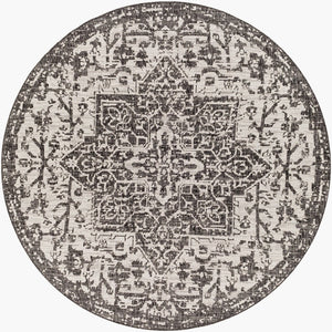 Livabliss Eagean Geometric Flatweave Polypropylene Runner Rug for Entryways and Outdoor Patios Black, Charcoal 7'10" x 7'10" EAG2379-710RD