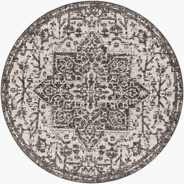 Livabliss Eagean Geometric Flatweave Polypropylene Runner Rug for Entryways and Outdoor Patios Black, Charcoal 7'10" x 7'10" EAG2379-710RD