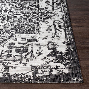 Livabliss Eagean Geometric Flatweave Polypropylene Runner Rug for Entryways and Outdoor Patios Black, Charcoal 6'7" x 6'7" EAG2379-67SQ