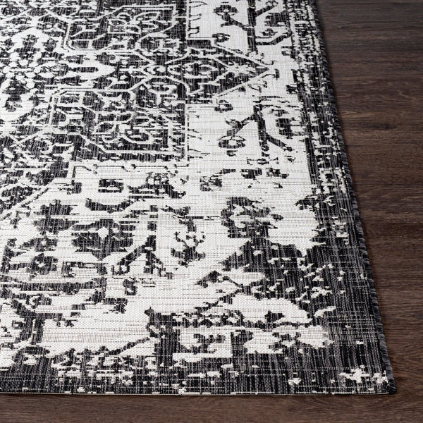 Livabliss Eagean Geometric Flatweave Polypropylene Runner Rug for Entryways and Outdoor Patios Black, Charcoal 6'7" x 6'7" EAG2379-67SQ
