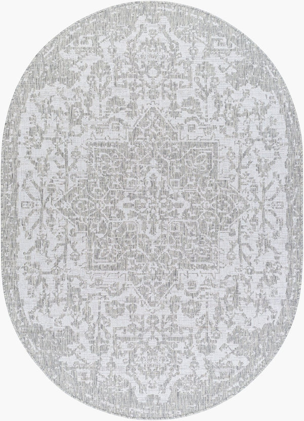 Livabliss Eagean Flatweave Polypropylene Area Rug Traditional Pattern for High Traffic Spaces Gray, Oatmeal 7'10" x 10'2" EAG2380-710102