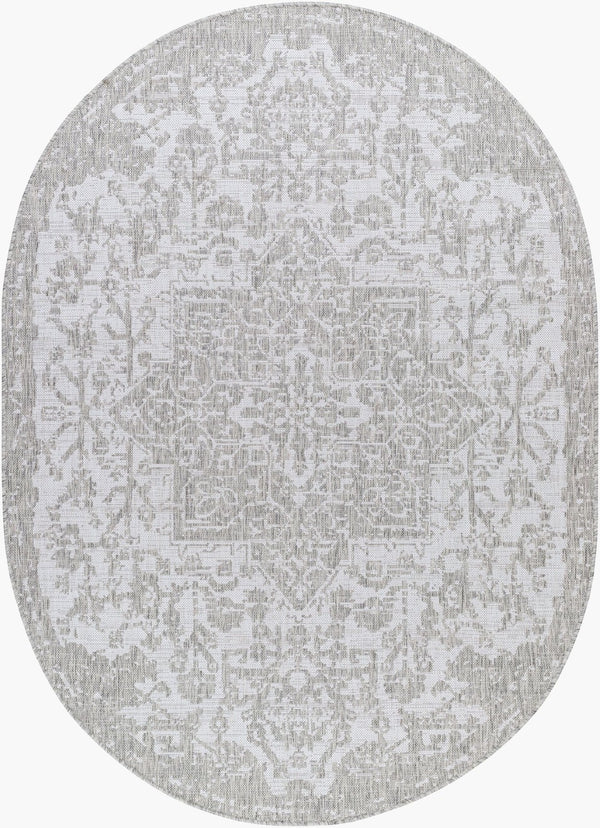Livabliss Eagean Flatweave Polypropylene Area Rug Traditional Pattern for High Traffic Spaces Gray, Oatmeal 7'10" x 10' EAG2380-71010OV