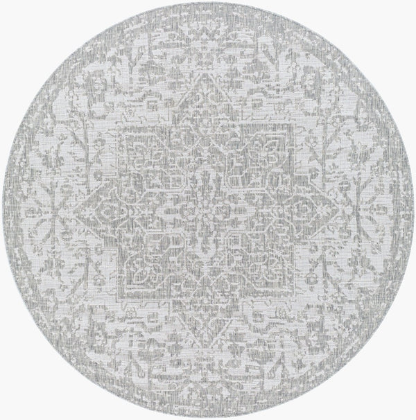 Livabliss Eagean Flatweave Polypropylene Area Rug Traditional Pattern for High Traffic Spaces Gray, Oatmeal 5'3" x 5'3" EAG2380-53RD