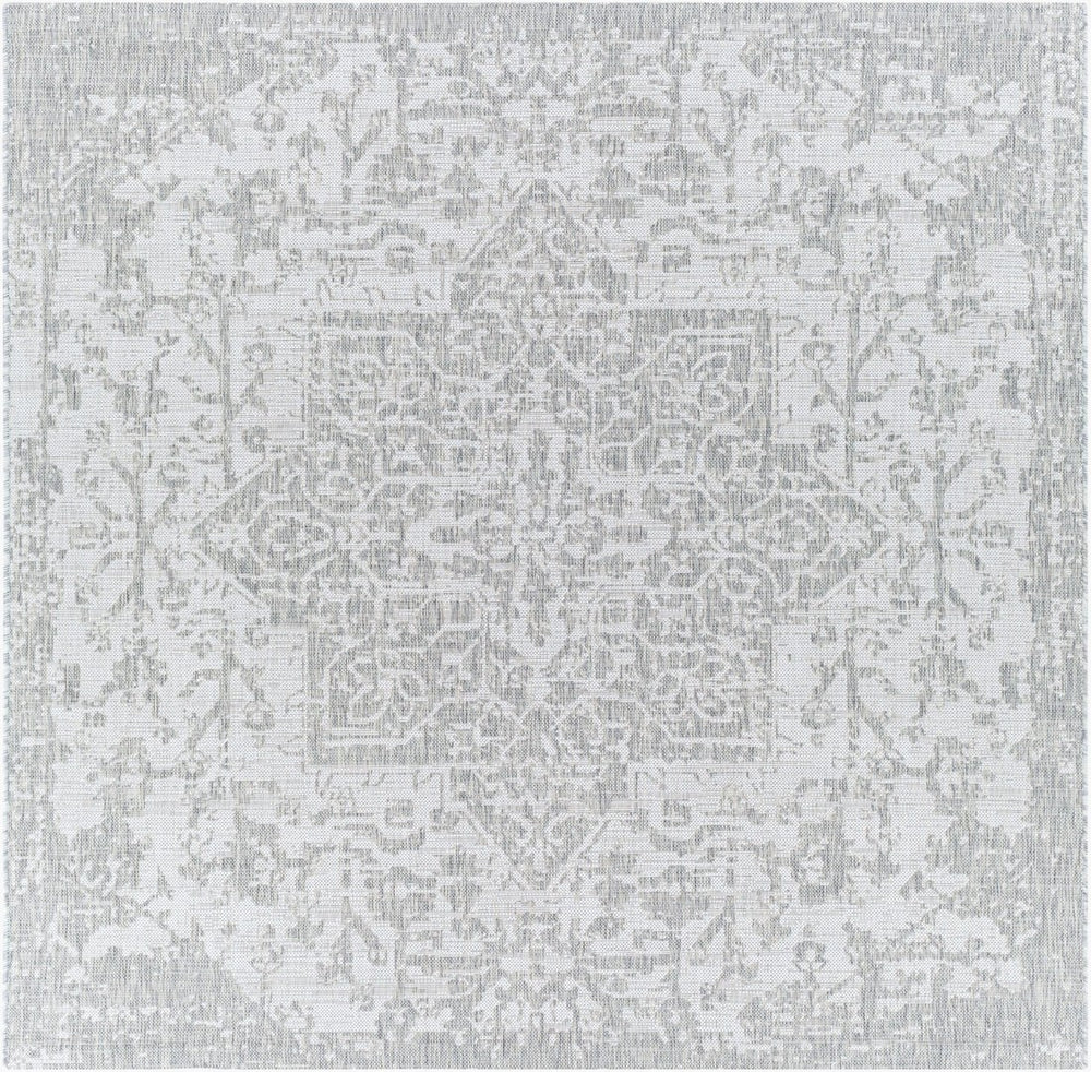 Livabliss Eagean Flatweave Polypropylene Area Rug Traditional Pattern for High Traffic Spaces Gray, Oatmeal 7'10" x 7'10" Square EAG2380-710SQ