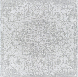 Livabliss Eagean Flatweave Polypropylene Area Rug Traditional Pattern for High Traffic Spaces Gray, Oatmeal 7'10" x 7'10" Square EAG2380-710SQ