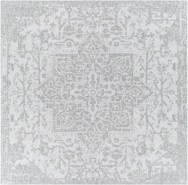 Livabliss Eagean Flatweave Polypropylene Area Rug Traditional Pattern for High Traffic Spaces Gray, Oatmeal 7'10" x 7'10" Square EAG2380-710SQ