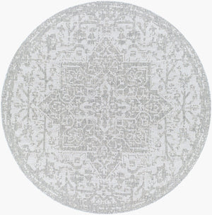 Livabliss Eagean Flatweave Polypropylene Area Rug Traditional Pattern for High Traffic Spaces Gray, Oatmeal 7'10" x 7'10" Round EAG2380-710RD