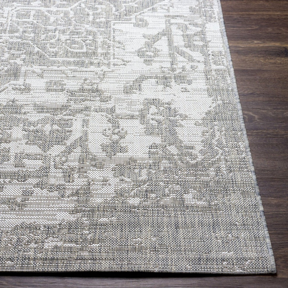 Livabliss Eagean Flatweave Polypropylene Area Rug Traditional Pattern for High Traffic Spaces Gray, Oatmeal 7'10" x 7'10" Square EAG2380-710SQ