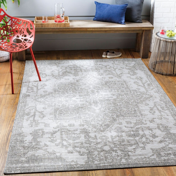 Livabliss Eagean Flatweave Polypropylene Area Rug Traditional Pattern for High Traffic Spaces Gray, Oatmeal 7'10" x 10'2" EAG2380-710102