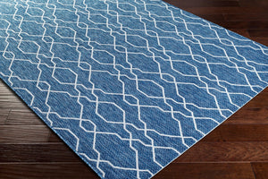 Livabliss Eagean Flatweave Turkish Geometric Polypropylene Rug for Indoor Outdoor High Traffic Areas Dark Blue, Deni 6'7" x 6'7" EAG2381-67RD