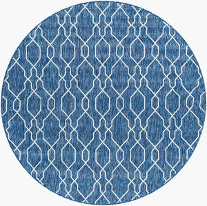 Livabliss Eagean Flatweave Turkish Geometric Polypropylene Rug for Indoor Outdoor High Traffic Areas Dark Blue, Deni 6'7" x 6'7" EAG2381-67RD