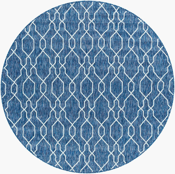 Livabliss Eagean Flatweave Turkish Geometric Polypropylene Rug for Indoor Outdoor High Traffic Areas Dark Blue, Deni 6'7" x 6'7" EAG2381-67RD