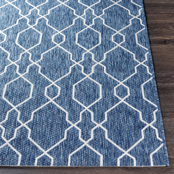 Livabliss Eagean Flatweave Turkish Geometric Polypropylene Rug for Indoor Outdoor High Traffic Areas Dark Blue, Deni 6'7" x 6'7" EAG2381-67RD